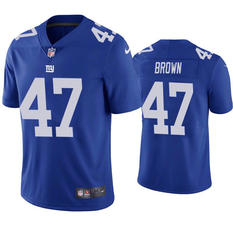 Men New York Giants 47 Cam Brown Nike Royal Vapor Limited NFL Jersey